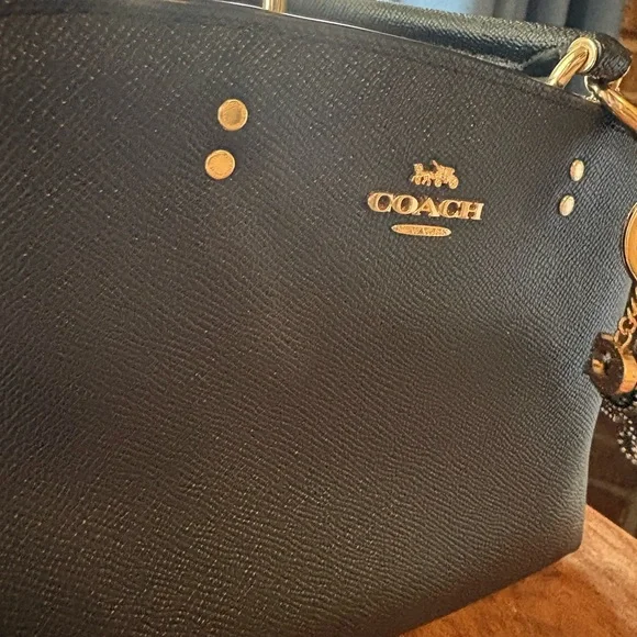 Black Coach Crossbody Purse with Gold Accents - Picture 10 of 13